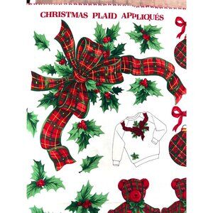 VTG Christmas Crafts Applique Fabric Panel VIP Cranston teddy bear ornaments